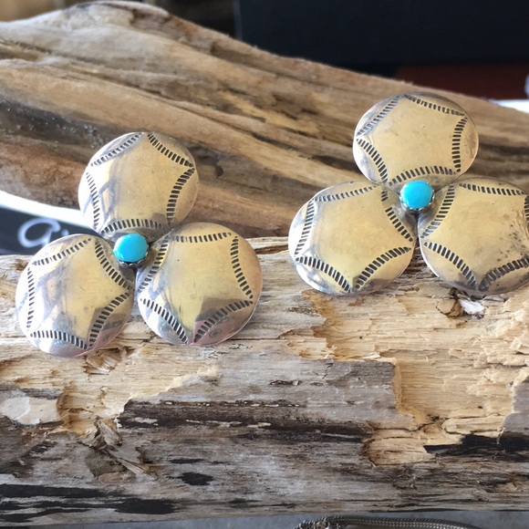 Native American Navajo Turquoise Earrings - Picture 6 of 8